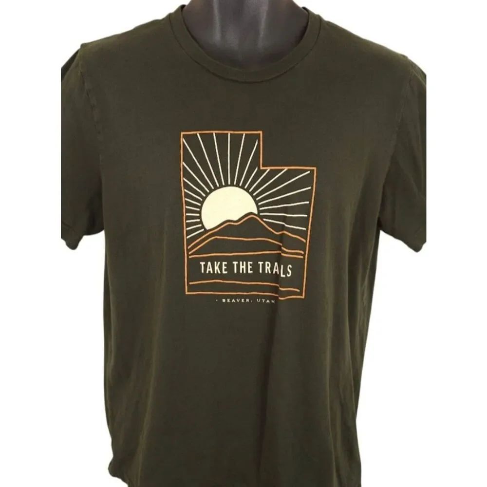 Beaver Utah T Shirt Mens Size Large Green The Creamery Hiking Trails